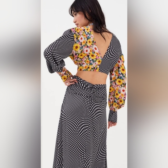 For Love And Lemons Black and White Asymmetrical Crop Top - Picture 3 of 4